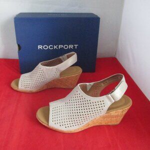 Rockport Womens Briah Perf Sling $130 US Size 9 - Metallic Khaki Leather #1036